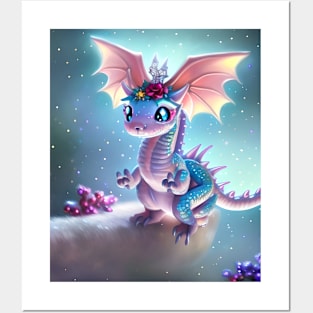 Cute Fantasy Baby Dragon Birthday Posters and Art